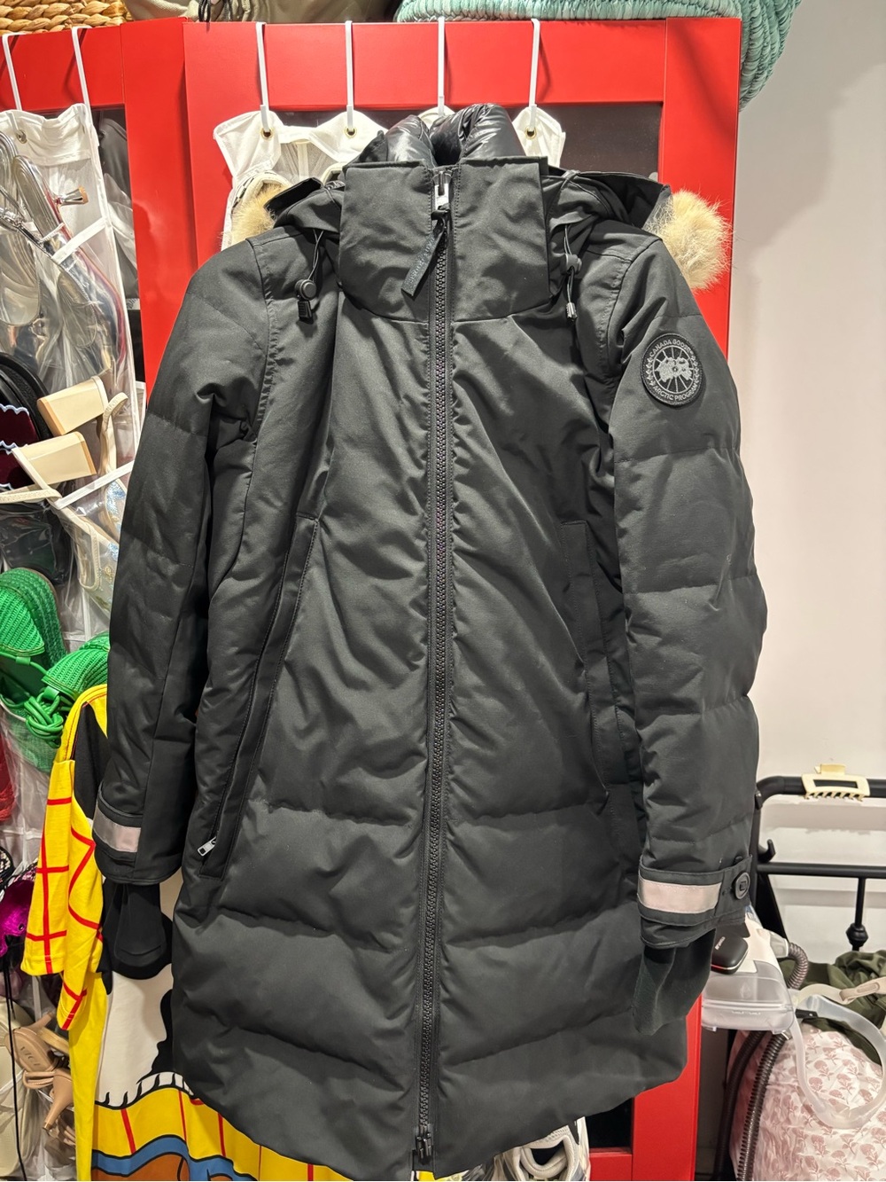 Canada Goose Black Long Hooded Down Puffer Coat